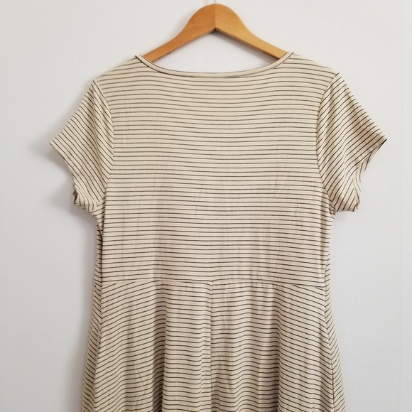 The Nines By Hatch Beige Navy Stripe Soft Midi Dress Size Large - Picture 6 of 10
